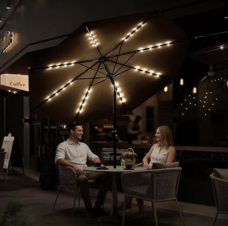 10 ft Solar LED Patio Umbrella