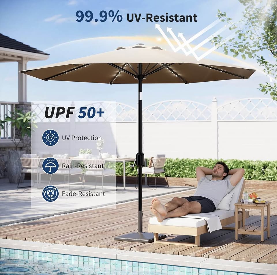 10 ft Solar LED Patio Umbrella