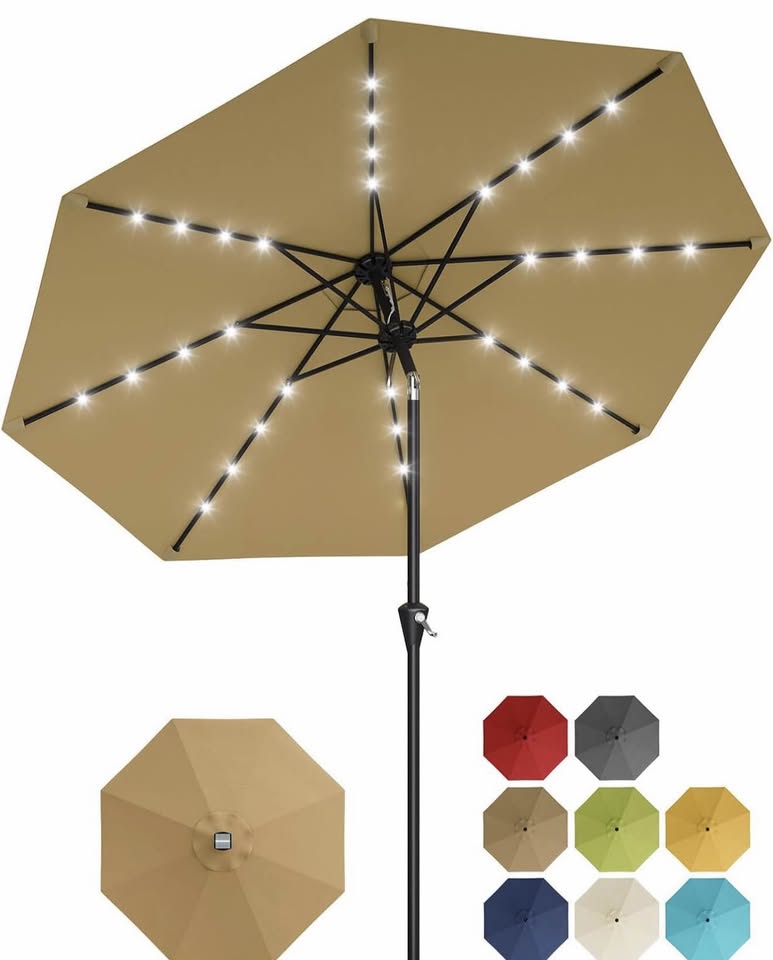 10 ft Solar LED Patio Umbrella