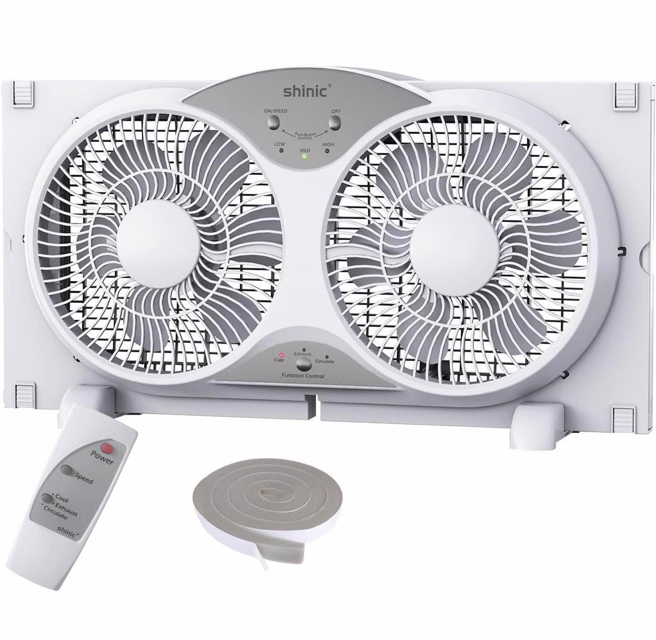 Shinic Twin Window Fan w/ Remote Control – Reversible Intake & Exhaust Fan